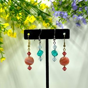 Lot of 2 Genuine Crystal Candy Design Hook Earrings